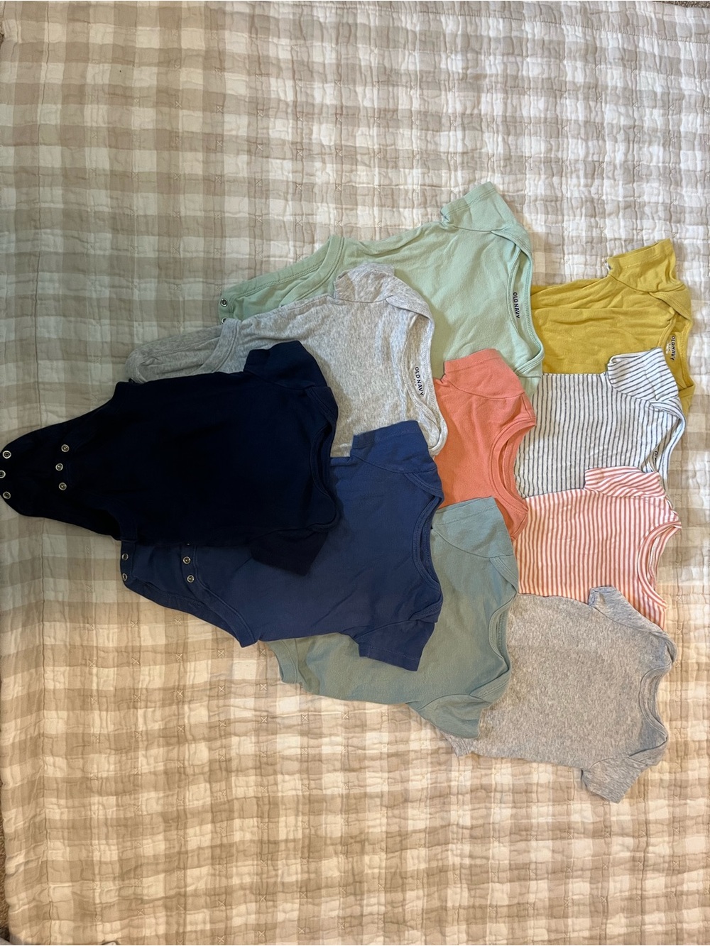 Mixed Short-Sleeve Baby Bodysuit Set of 10 - Navy, Gray, Blue, Mint & Coral